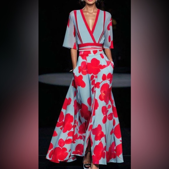 Elegant Lucas & Grace Ayana Floral Wrap Style Maxi Dress - Picture 2 of 8